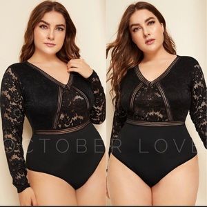 1 left ❤️ Plus Black Lace Bodysuit